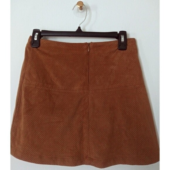 American Rag Brown Mini Skirt Size 3 Faux Suede A Line Back Zipper Mini - Picture 2 of 5